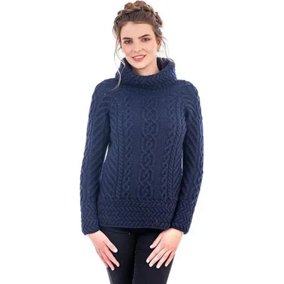 Sweater for Women - Made of 100% Merino Wool - Cable Knit Ladies Pullover